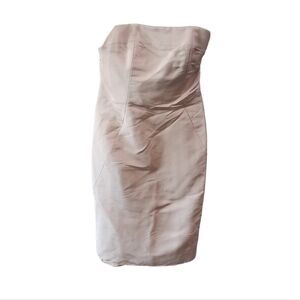 ANGEL SANCHEZ Strapless Gold Midi Dress